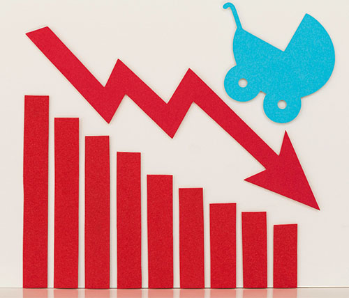 illustration of birth rate going down