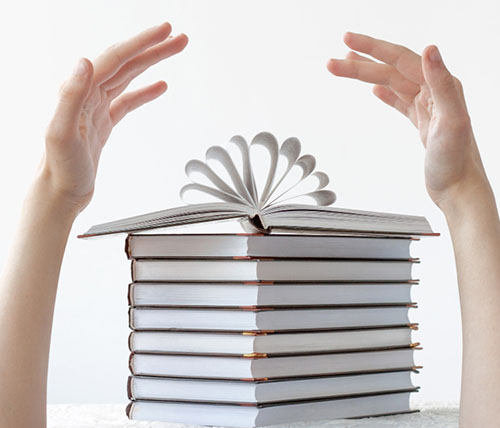 creative composition of book pages