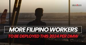 Filipino worker at airport terminal—2024 overseas deployment update per DMW and global employment outlook.